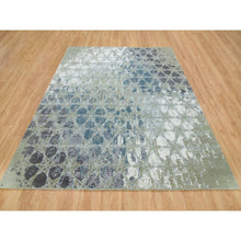 Load image into Gallery viewer, 8&#39;x9&#39;10&quot; Gray And Blue, Wool And Silk, The Honeycomb Award Winning Design, Hand Knotted, Oriental Rug FWR393750
