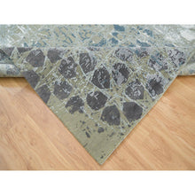 Load image into Gallery viewer, 8&#39;x9&#39;10&quot; Gray And Blue, Wool And Silk, The Honeycomb Award Winning Design, Hand Knotted, Oriental Rug FWR393750