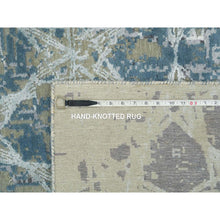 Load image into Gallery viewer, 8&#39;x9&#39;10&quot; Gray And Blue, Wool And Silk, The Honeycomb Award Winning Design, Hand Knotted, Oriental Rug FWR393750