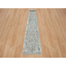 Load image into Gallery viewer, 2&#39;5&quot;x22&#39; Gray, Broken Persian Design, Hand Knotted, Wool And Pure Silk, Dense Weave, Tone On Tone, Xl Runner, Oriental Rug FWR393768