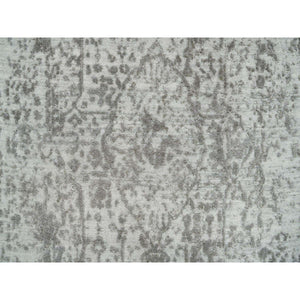 2'5"x22' Gray, Broken Persian Design, Hand Knotted, Wool And Pure Silk, Dense Weave, Tone On Tone, Xl Runner, Oriental Rug FWR393768