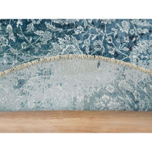 Load image into Gallery viewer, 9&#39;10&quot;x9&#39;10&quot; Blue-teal Persian Tabriz Broken Design Wool And Silk, Soft Pile, Hand Knotted Round Oriental Rug FWR393780