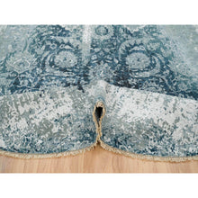 Load image into Gallery viewer, 9&#39;10&quot;x9&#39;10&quot; Blue-teal Persian Tabriz Broken Design Wool And Silk, Soft Pile, Hand Knotted Round Oriental Rug FWR393780