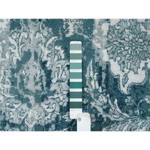 Load image into Gallery viewer, 9&#39;10&quot;x9&#39;10&quot; Blue-teal Persian Tabriz Broken Design Wool And Silk, Soft Pile, Hand Knotted Round Oriental Rug FWR393780