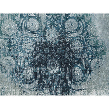 Load image into Gallery viewer, 9&#39;10&quot;x9&#39;10&quot; Blue-teal Persian Tabriz Broken Design Wool And Silk, Soft Pile, Hand Knotted Round Oriental Rug FWR393780