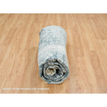 Load image into Gallery viewer, 9&#39;10&quot;x9&#39;10&quot; Blue-teal Persian Tabriz Broken Design Wool And Silk, Soft Pile, Hand Knotted Round Oriental Rug FWR393780