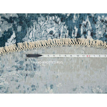Load image into Gallery viewer, 9&#39;10&quot;x9&#39;10&quot; Blue-teal Persian Tabriz Broken Design Wool And Silk, Soft Pile, Hand Knotted Round Oriental Rug FWR393780