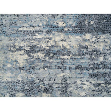 Load image into Gallery viewer, 10&#39;1&quot;x10&#39;1&quot; Blue And Gray, Dense Weave, Soft Pile, Hand Knotted, Modern Abstract With Mosaic Design, Wool And Silk, Square Oriental Rug FWR393792