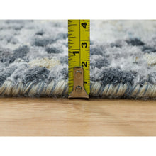 Load image into Gallery viewer, 10&#39;1&quot;x10&#39;1&quot; Blue And Gray, Dense Weave, Soft Pile, Hand Knotted, Modern Abstract With Mosaic Design, Wool And Silk, Square Oriental Rug FWR393792