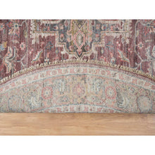Load image into Gallery viewer, 9&#39;7&quot;x9&#39;7&quot; Light Burgundy, Heriz Revival, Thick And Plush Soft Pile, Vegetable Dyes, Natural Wool, Hand Knotted, Round Oriental Rug FWR393798