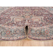 Load image into Gallery viewer, 9&#39;7&quot;x9&#39;7&quot; Light Burgundy, Heriz Revival, Thick And Plush Soft Pile, Vegetable Dyes, Natural Wool, Hand Knotted, Round Oriental Rug FWR393798