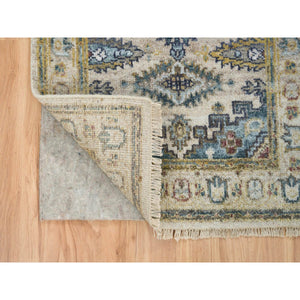 2'7"x11'10" Ivory, Soft & Vibrant Pile, Soft Wool, Hand Knotted, Tone On Tone, Natural Dyes, Reimagined Persian Viss Design, Runner, Oriental Rug FWR393804