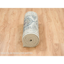 Load image into Gallery viewer, 2&#39;7&quot;x11&#39;10&quot; Ivory, Soft &amp; Vibrant Pile, Soft Wool, Hand Knotted, Tone On Tone, Natural Dyes, Reimagined Persian Viss Design, Runner, Oriental Rug FWR393804