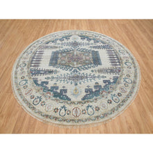 Load image into Gallery viewer, 9&#39;9&quot;x9&#39;9&quot; Ivory, Extra Soft Wool, Hand Knotted, Thick And Plush, Reimagined Persian Viss Design, Tone On Tone, Natural Dyes, Round, Oriental Rug FWR393816