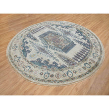 Load image into Gallery viewer, 9&#39;9&quot;x9&#39;9&quot; Ivory, Extra Soft Wool, Hand Knotted, Thick And Plush, Reimagined Persian Viss Design, Tone On Tone, Natural Dyes, Round, Oriental Rug FWR393816