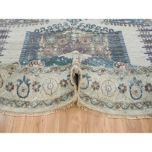 Load image into Gallery viewer, 9&#39;9&quot;x9&#39;9&quot; Ivory, Extra Soft Wool, Hand Knotted, Thick And Plush, Reimagined Persian Viss Design, Tone On Tone, Natural Dyes, Round, Oriental Rug FWR393816