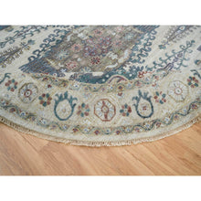Load image into Gallery viewer, 9&#39;9&quot;x9&#39;9&quot; Ivory, Extra Soft Wool, Hand Knotted, Thick And Plush, Reimagined Persian Viss Design, Tone On Tone, Natural Dyes, Round, Oriental Rug FWR393816