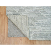 Load image into Gallery viewer, 6&#39;x9&#39;3&quot; Ivory And Light Grey, Modern Pattern, Hand Spun Undyed Natural Wool, Hand Knotted, Oriental Rug FWR393852