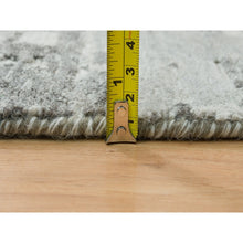 Load image into Gallery viewer, 6&#39;1&quot;x9&#39;2&quot; Dark Grey, Hand Knotted, Modern Criss Cross Erased Design, Hand Spun Undyed Natural Wool, Oriental Rug FWR393858