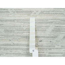 Load image into Gallery viewer, 2&#39;6&quot;x16&#39; Ivory And Light Grey, Hand Spun Undyed Natural Wool, Modern Design, Hand Knotted, Xl Runner Oriental Rug FWR393864