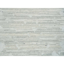 Load image into Gallery viewer, 2&#39;6&quot;x16&#39; Ivory And Light Grey, Hand Spun Undyed Natural Wool, Modern Design, Hand Knotted, Xl Runner Oriental Rug FWR393864
