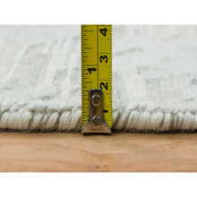 Load image into Gallery viewer, 2&#39;6&quot;x16&#39; Ivory And Light Grey, Hand Spun Undyed Natural Wool, Modern Design, Hand Knotted, Xl Runner Oriental Rug FWR393864
