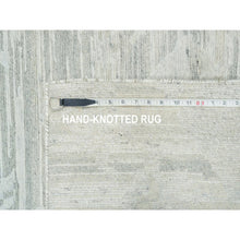 Load image into Gallery viewer, 2&#39;6&quot;x16&#39; Ivory And Light Grey, Hand Spun Undyed Natural Wool, Modern Design, Hand Knotted, Xl Runner Oriental Rug FWR393864