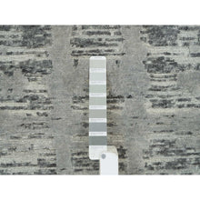 Load image into Gallery viewer, 2&#39;7&quot;x27&#39;10&quot; Dark Grey, Modern Criss Cross Erased Design, Hand Spun Undyed Natural Wool, Hand Knotted, Xl Runner Oriental Rug FWR393888