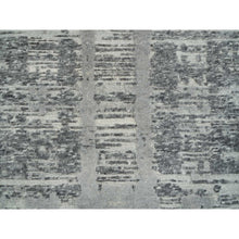 Load image into Gallery viewer, 2&#39;7&quot;x27&#39;10&quot; Dark Grey, Modern Criss Cross Erased Design, Hand Spun Undyed Natural Wool, Hand Knotted, Xl Runner Oriental Rug FWR393888
