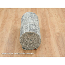 Load image into Gallery viewer, 2&#39;7&quot;x27&#39;10&quot; Dark Grey, Modern Criss Cross Erased Design, Hand Spun Undyed Natural Wool, Hand Knotted, Xl Runner Oriental Rug FWR393888