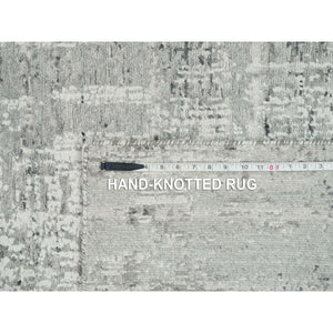 6'2"x6'2" Light Gray, Modern Design, Soft Pile, Hand Knotted, Hand Spun Undyed Natural Wool, Square Oriental Rug FWR393954