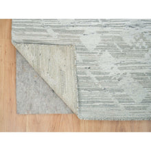 Load image into Gallery viewer, 6&#39;1&quot;x6&#39;1&quot; Ivory And Light Grey, Hand Knotted, Hand Spun Undyed Natural Wool, Modern Design, Square Oriental Rug FWR393948