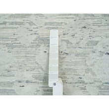 Load image into Gallery viewer, 6&#39;1&quot;x6&#39;1&quot; Ivory And Light Grey, Hand Knotted, Hand Spun Undyed Natural Wool, Modern Design, Square Oriental Rug FWR393948