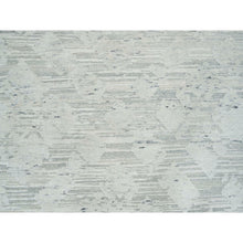 Load image into Gallery viewer, 6&#39;1&quot;x6&#39;1&quot; Ivory And Light Grey, Hand Knotted, Hand Spun Undyed Natural Wool, Modern Design, Square Oriental Rug FWR393948