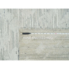 Load image into Gallery viewer, 6&#39;1&quot;x6&#39;1&quot; Ivory And Light Grey, Hand Knotted, Hand Spun Undyed Natural Wool, Modern Design, Square Oriental Rug FWR393948
