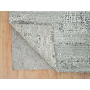 6'2"x6'2" Light Gray, Modern Design, Soft Pile, Hand Knotted, Hand Spun Undyed Natural Wool, Square Oriental Rug FWR393954