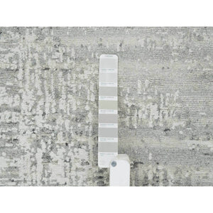 6'2"x6'2" Light Gray, Modern Design, Soft Pile, Hand Knotted, Hand Spun Undyed Natural Wool, Square Oriental Rug FWR393954