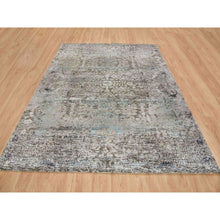 Load image into Gallery viewer, 8&#39;3&quot;x10&#39; Gray, Hand Knotted, Transitional Persian Influence Erased Medallion Design, Silk With Textured Wool, Oriental Rug FWR393978