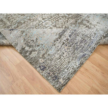 Load image into Gallery viewer, 8&#39;3&quot;x10&#39; Gray, Hand Knotted, Transitional Persian Influence Erased Medallion Design, Silk With Textured Wool, Oriental Rug FWR393978