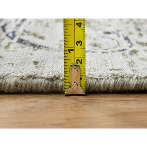 8'3"x10' Gray, Hand Knotted, Transitional Persian Influence Erased Medallion Design, Silk With Textured Wool, Oriental Rug FWR393978