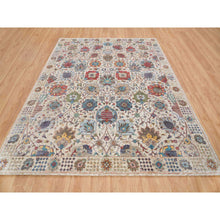 Load image into Gallery viewer, 8&#39;3&quot;x10&#39;3&quot; Ivory, Soft and Lush, Hand Knotted, Tabriz Vase With Flower Design, Dense Weave, Silk With Textured Wool, Oriental Rug FWR393984