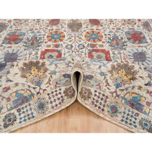 Load image into Gallery viewer, 8&#39;3&quot;x10&#39;3&quot; Ivory, Soft and Lush, Hand Knotted, Tabriz Vase With Flower Design, Dense Weave, Silk With Textured Wool, Oriental Rug FWR393984