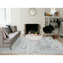 Load image into Gallery viewer, 10&#39;x14&#39;3&quot; Ivory, Soft and Lush, Sickle Leaf Design Silk With Textured Wool, Dense Weave, Hand Knotted, Oriental Rug FWR394032