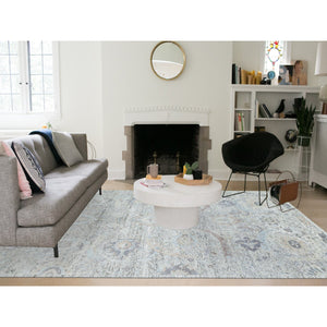 10'x14'3" Ivory, Soft and Lush, Sickle Leaf Design Silk With Textured Wool, Dense Weave, Hand Knotted, Oriental Rug FWR394032