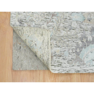 10'x14'3" Ivory, Soft and Lush, Sickle Leaf Design Silk With Textured Wool, Dense Weave, Hand Knotted, Oriental Rug FWR394032