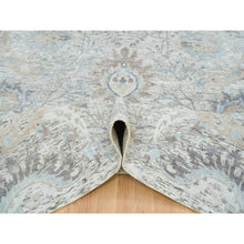 Load image into Gallery viewer, 10&#39;x14&#39;3&quot; Ivory, Soft and Lush, Sickle Leaf Design Silk With Textured Wool, Dense Weave, Hand Knotted, Oriental Rug FWR394032