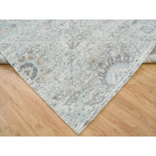 Load image into Gallery viewer, 10&#39;x14&#39;3&quot; Ivory, Soft and Lush, Sickle Leaf Design Silk With Textured Wool, Dense Weave, Hand Knotted, Oriental Rug FWR394032