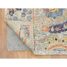 Load image into Gallery viewer, 10&#39;3&quot;x10&#39;4&quot; Tan, Hand Knotted Sickle Leaf Design, Soft and Lush, Silk With Textured Wool, Dense Weave, Square Oriental Rug FWR394122