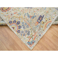 Load image into Gallery viewer, 10&#39;3&quot;x10&#39;4&quot; Tan, Hand Knotted Sickle Leaf Design, Soft And Lush, Silk With Textured Wool, Dense Weave, Square Oriental Rug FWR394122