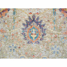 Load image into Gallery viewer, 10&#39;3&quot;x10&#39;4&quot; Tan, Hand Knotted Sickle Leaf Design, Soft And Lush, Silk With Textured Wool, Dense Weave, Square Oriental Rug FWR394122